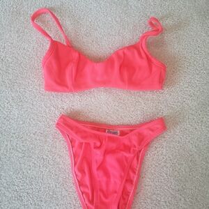 2 Piece Swimsuit Pink Bikini Set